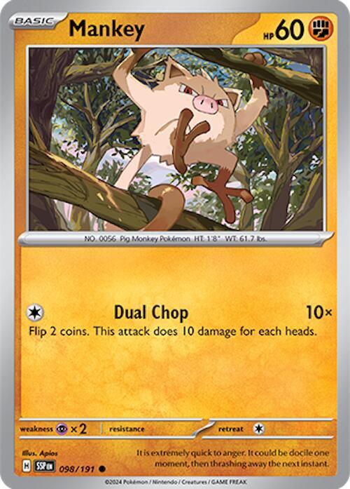 Mankey 098/191 Reverse Holofoil SV08: Surging Sparks Mankey 098/191 Reverse Holofoil SV08: Surging Sparks