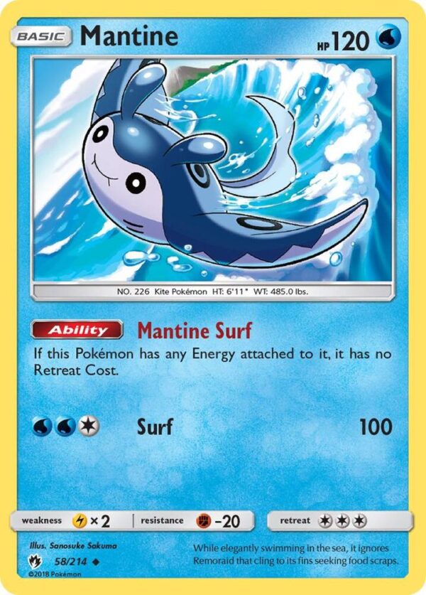 Mantine 58/214 Reverse Holofoil SM – Lost Thunder Mantine 58/214 Reverse Holofoil SM – Lost Thunder