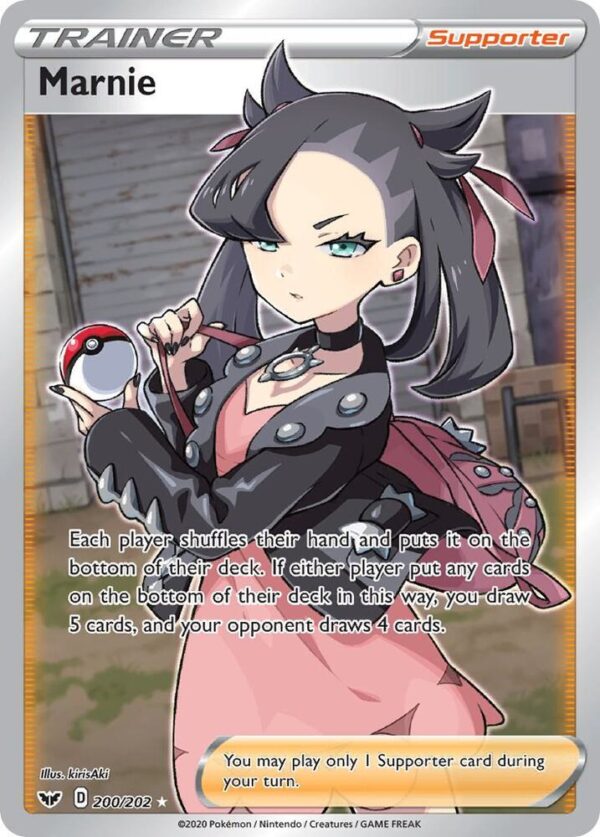 Marnie (Full Art) 200/202 Holofoil SWSH01: Sword & Shield Base Set Marnie (Full Art) 200/202 Holofoil SWSH01: Sword & Shield Base Set