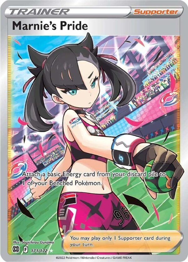 Marnie’s Pride (Full Art) 171/172 Holofoil SWSH09: Brilliant Stars Marnie’s Pride (Full Art) 171/172 Holofoil SWSH09: Brilliant Stars
