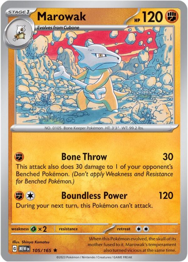Marowak 105/165 Reverse Holofoil SV: Scarlet & Violet 151 Marowak 105/165 Reverse Holofoil SV: Scarlet & Violet 151
