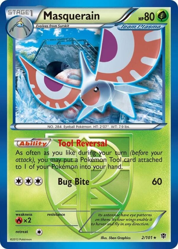 Masquerain (Team Plasma) 2/101 Reverse Holofoil Plasma Blast Masquerain (Team Plasma) 2/101 Reverse Holofoil Plasma Blast