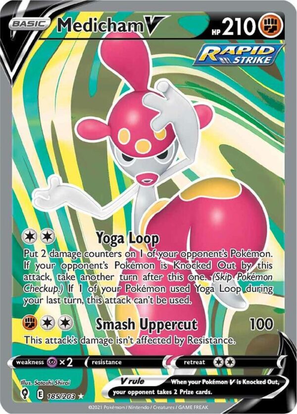 Medicham V (Full Art) 185/203 Holofoil SWSH07: Evolving Skies