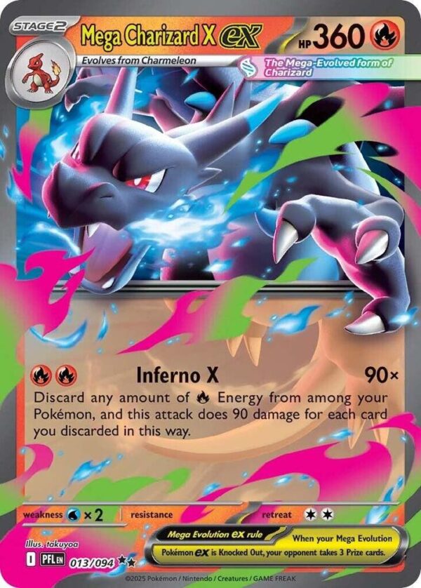 Mega Charizard X ex 013/094 Holofoil ME02: Phantasmal Flames Mega Charizard X ex 013/094 Holofoil ME02: Phantasmal Flames