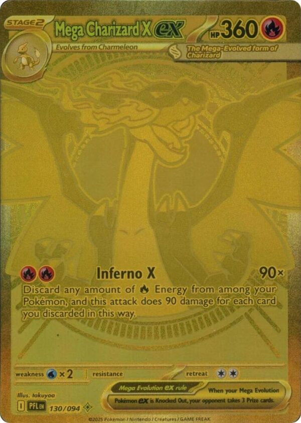 Mega Charizard X ex 130/094 Holofoil ME02: Phantasmal Flames Mega Charizard X ex 130/094 Holofoil ME02: Phantasmal Flames