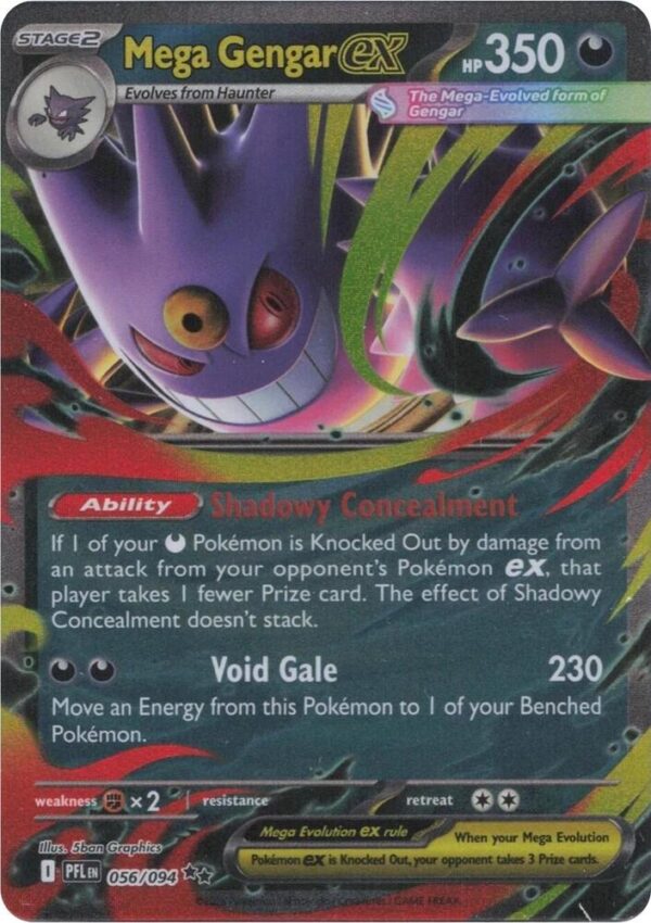 Mega Gengar ex 056/094 Holofoil ME02: Phantasmal Flames Mega Gengar ex 056/094 Holofoil ME02: Phantasmal Flames