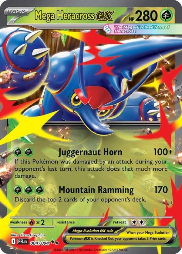 Mega Heracross ex 004/094 Holofoil ME02: Phantasmal Flames Mega Heracross ex 004/094 Holofoil ME02: Phantasmal Flames