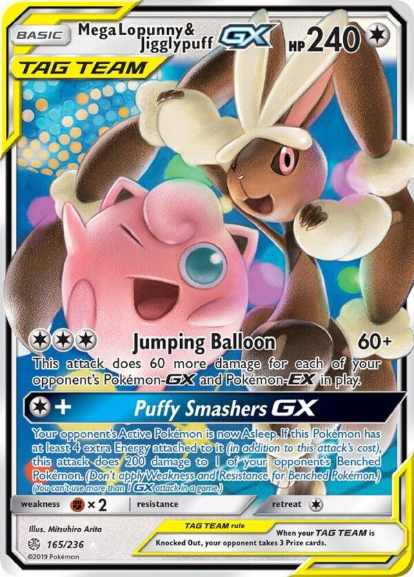 Mega Lopunny & Jigglypuff GX 165/236 Holofoil SM – Cosmic Eclipse Mega Lopunny & Jigglypuff GX 165/236 Holofoil SM – Cosmic Eclipse