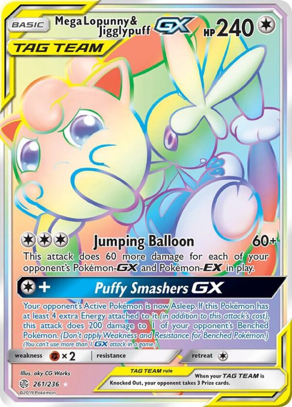 Mega Lopunny & Jigglypuff GX (Secret) 261/236 Holofoil SM – Cosmic Eclipse
