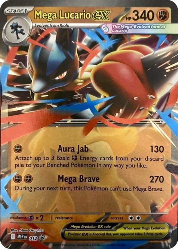 Mega Lucario ex 012 Holofoil ME: Mega Evolution Promo Mega Lucario ex 012 Holofoil ME: Mega Evolution Promo