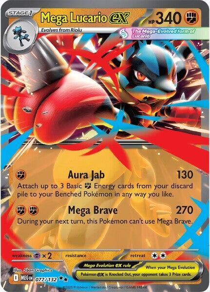 Mega Lucario ex 077/132 Holofoil ME01: Mega Evolution Mega Lucario ex 077/132 Holofoil ME01: Mega Evolution