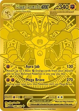Mega Lucario ex 188/132 Holofoil ME01: Mega Evolution Mega Lucario ex 188/132 Holofoil ME01: Mega Evolution