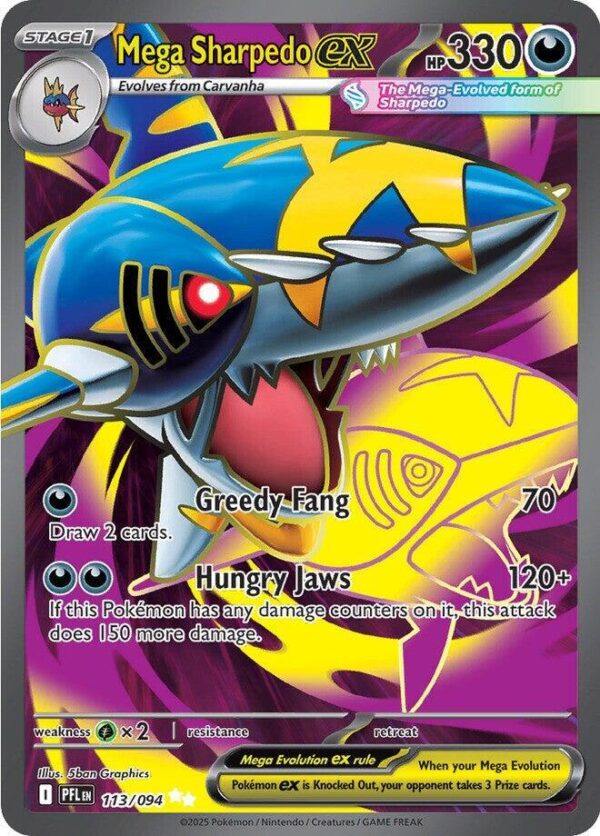 Mega Sharpedo ex 113/094 Holofoil ME02: Phantasmal Flames