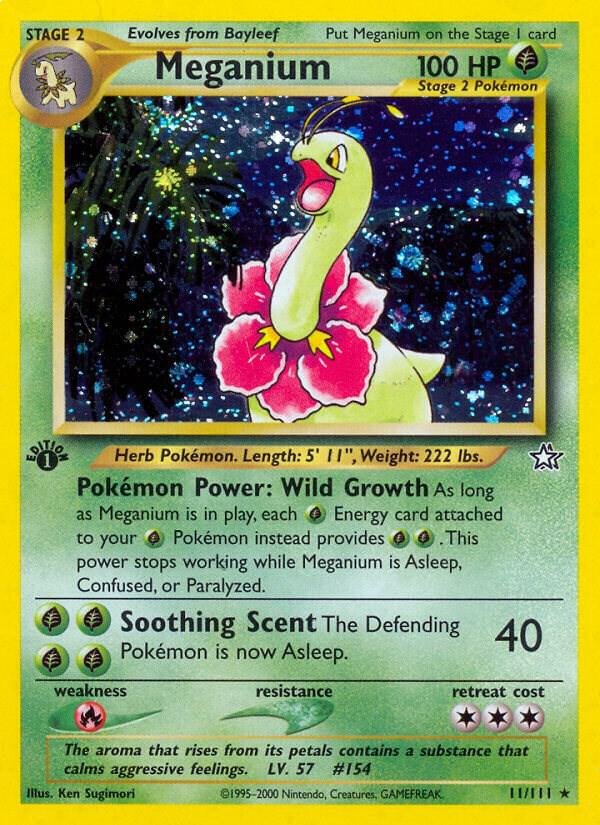 Meganium (11) 011/111 Unlimited Holofoil Neo Genesis Meganium (11) 011/111 Unlimited Holofoil Neo Genesis