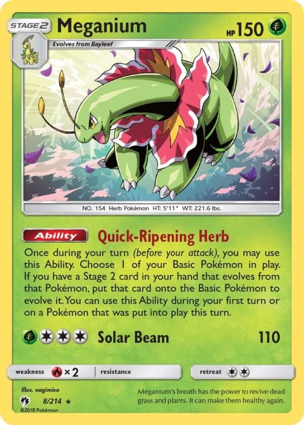 Meganium 8/214 Reverse Holofoil SM – Lost Thunder Meganium 8/214 Reverse Holofoil SM – Lost Thunder
