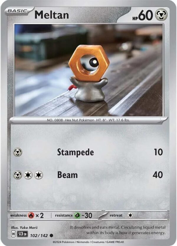 Meltan 102/142 Reverse Holofoil SV07: Stellar Crown Meltan 102/142 Reverse Holofoil SV07: Stellar Crown