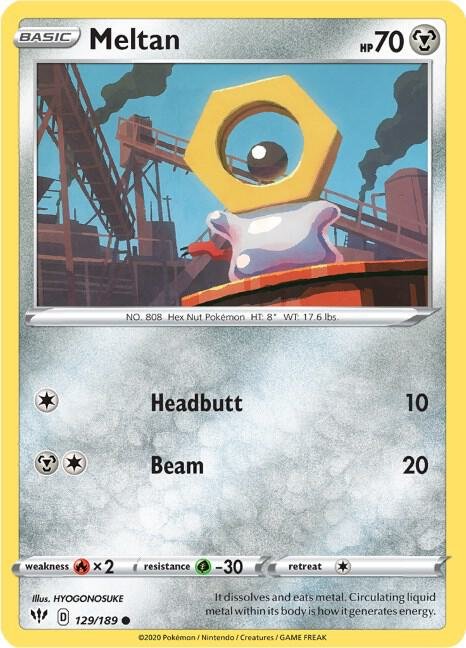 Meltan 129/189 Reverse Holofoil SWSH03: Darkness Ablaze Meltan 129/189 Reverse Holofoil SWSH03: Darkness Ablaze