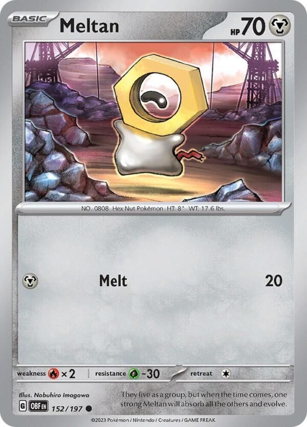 Meltan 152/197 Reverse Holofoil SV03: Obsidian Flames