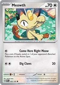 Meowth | 052/165 | Reverse Holofoil | SV: Scarlet & Violet 151 Meowth | 052/165 | Reverse Holofoil | SV: Scarlet & Violet 151