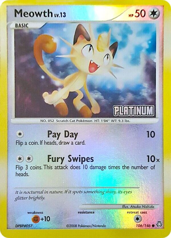 Meowth 106/146 [Platinum] Reverse Holofoil Burger King Promos