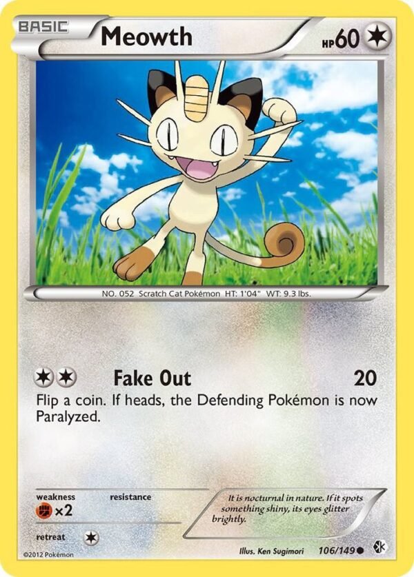 Meowth 106/149 Reverse Holofoil Boundaries Crossed