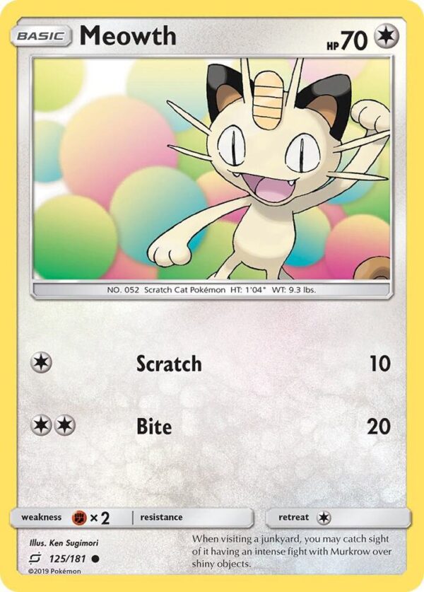 Meowth 125/181 Reverse Holofoil SM – Team Up