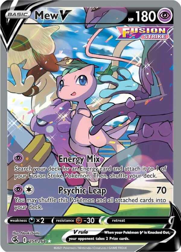 Mew V (Alternate Full Art) 251/264 Holofoil SWSH08: Fusion Strike Mew V (Alternate Full Art) 251/264 Holofoil SWSH08: Fusion Strike