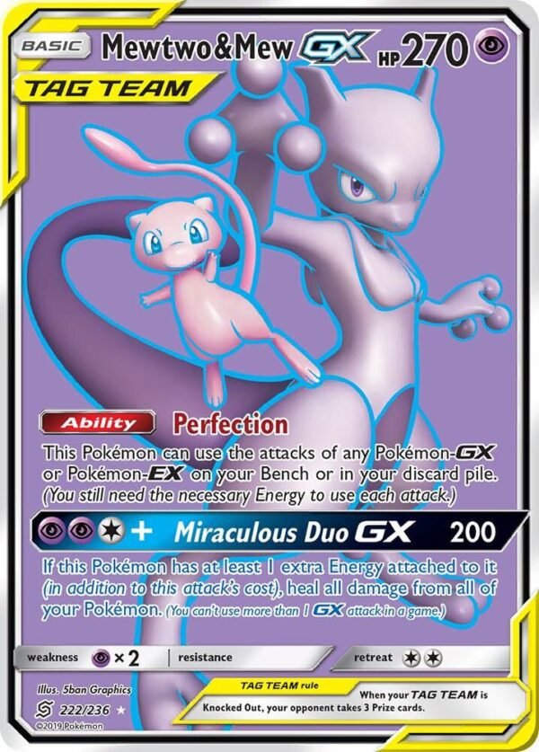 Mewtwo & Mew GX (Full Art) 222/236 Holofoil SM – Unified Minds