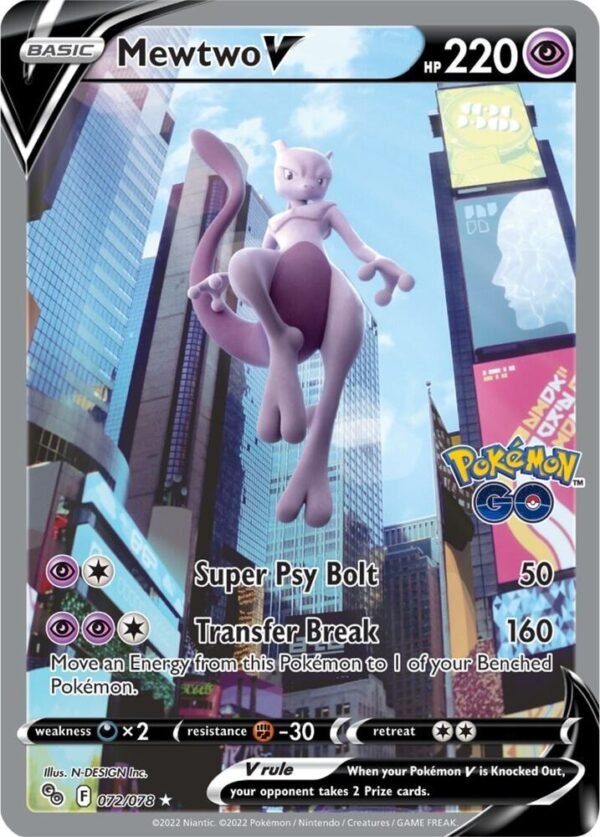 Mewtwo V (Alternate Full Art) 072/078 Holofoil Pokemon GO