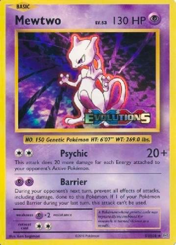 Mewtwo (XY Evolutions Prerelease) 51/108 Holofoil XY Promos Mewtwo (XY Evolutions Prerelease) 51/108 Holofoil XY Promos