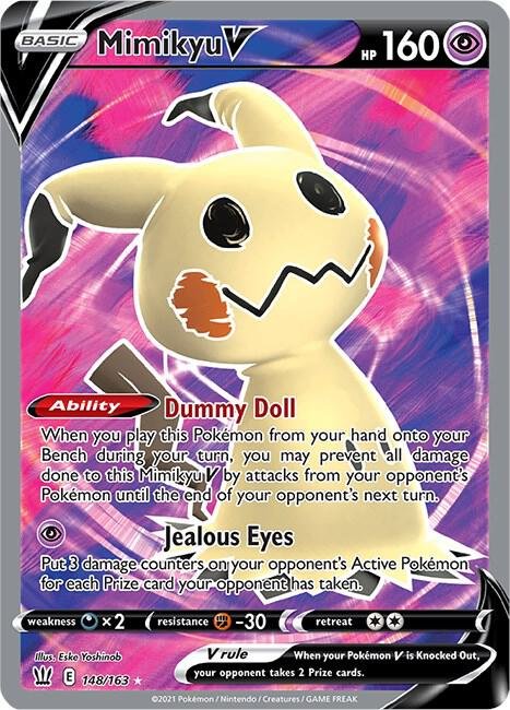 Mimikyu V (Full Art) 148/163 Holofoil SWSH05: Battle Styles Mimikyu V (Full Art) 148/163 Holofoil SWSH05: Battle Styles