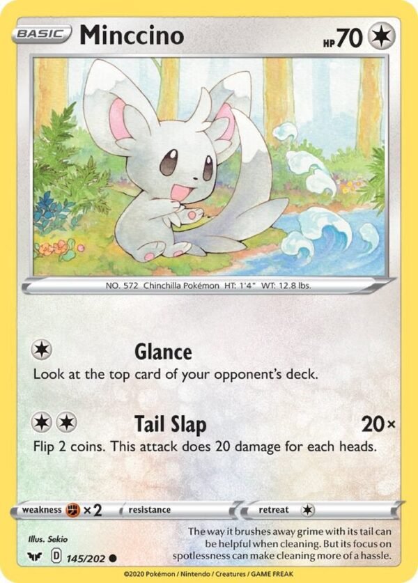Minccino (145) 145/202 Reverse Holofoil SWSH01: Sword & Shield Base Set Minccino (145) 145/202 Reverse Holofoil SWSH01: Sword & Shield Base Set