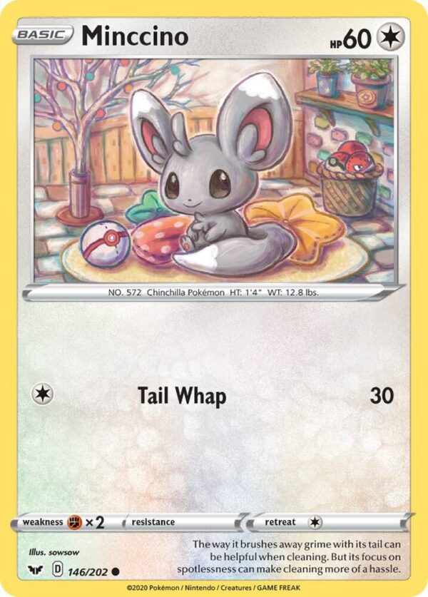 Minccino (146) 146/202 Reverse Holofoil SWSH01: Sword & Shield Base Set Minccino (146) 146/202 Reverse Holofoil SWSH01: Sword & Shield Base Set