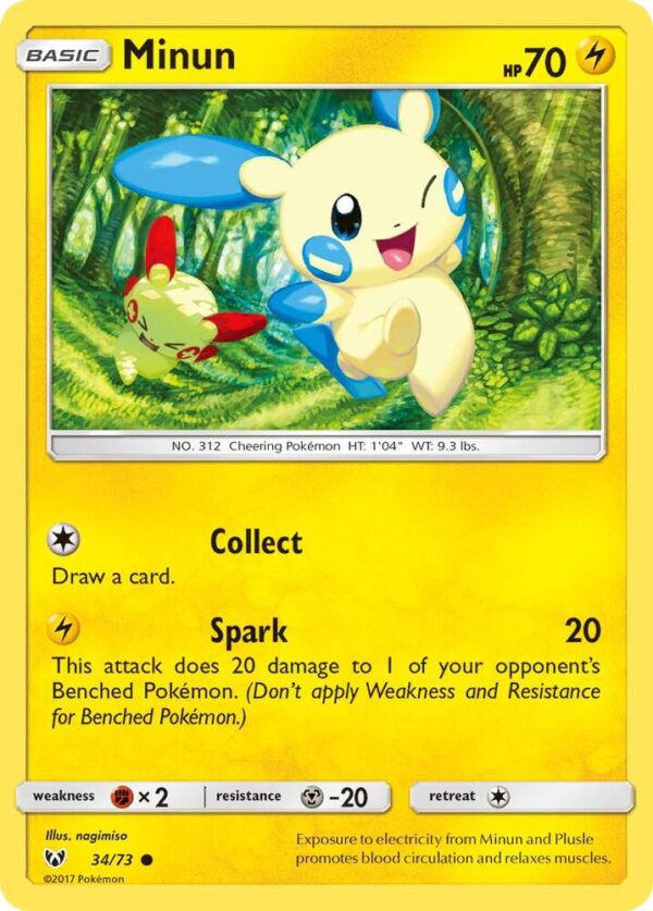 Minun 34/73 Reverse Holofoil Shining Legends