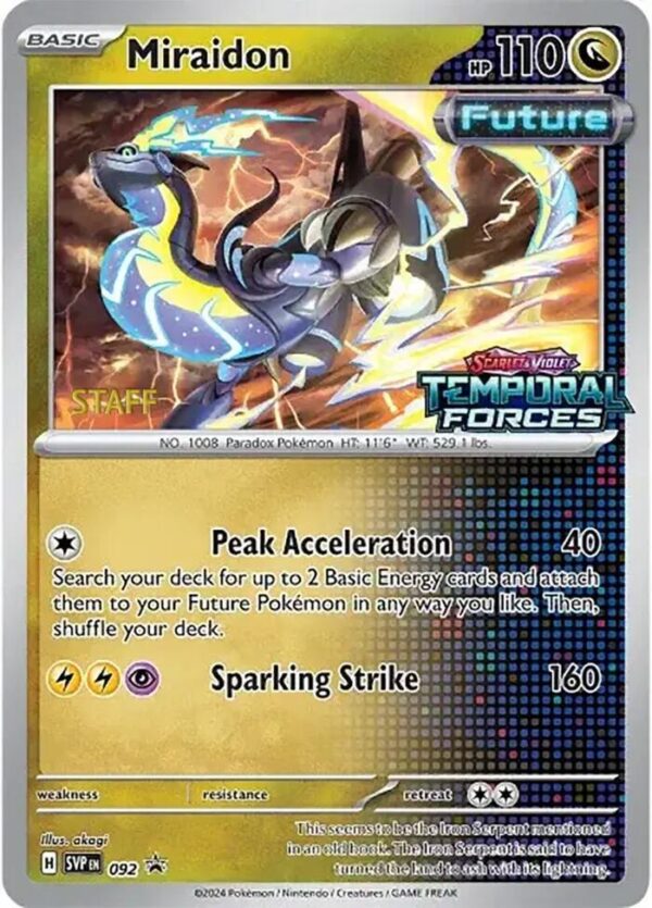 Miraidon 092 (Prerelease) [Staff] Holofoil SV: Scarlet & Violet Promo Cards