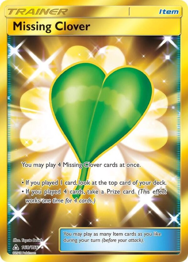 Missing Clover (Secret Rare) 168/156 Holofoil SM – Ultra Prism Missing Clover (Secret Rare) 168/156 Holofoil SM – Ultra Prism