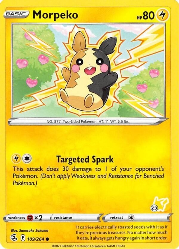 Morpeko 109/264 (#23 Pikachu Stamped) Normal Battle Academy 2022 Morpeko 109/264 (#23 Pikachu Stamped) Normal Battle Academy 2022