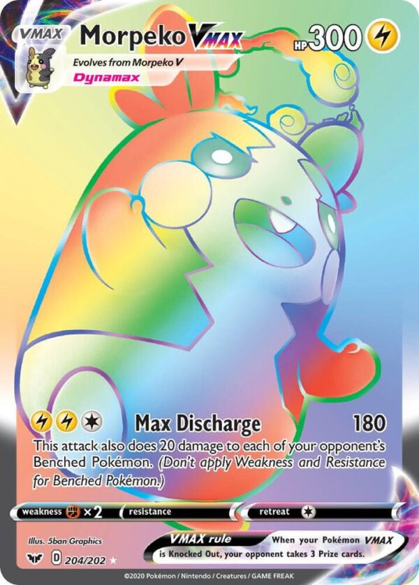 Morpeko VMAX (Secret) 204/202 Holofoil SWSH01: Sword & Shield Base Set
