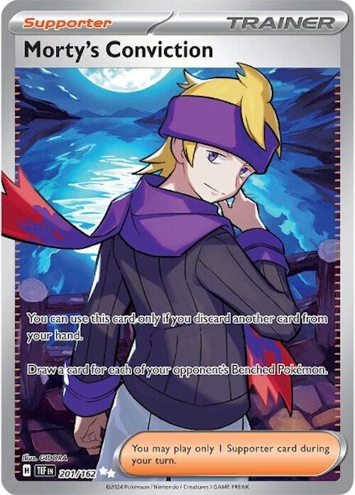 Morty’s Conviction 201/162 Holofoil SV05: Temporal Forces Morty’s Conviction 201/162 Holofoil SV05: Temporal Forces