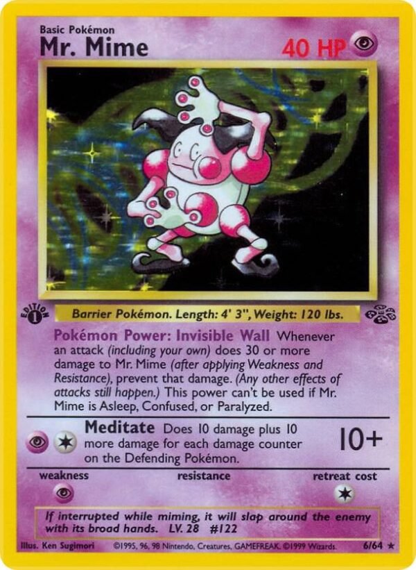 Mr. Mime (6) 06/64 1st Edition Holofoil Jungle