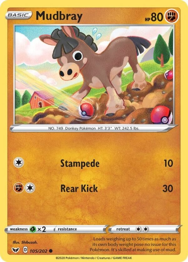 Mudbray 105/202 Reverse Holofoil SWSH01: Sword & Shield Base Set Mudbray 105/202 Reverse Holofoil SWSH01: Sword & Shield Base Set