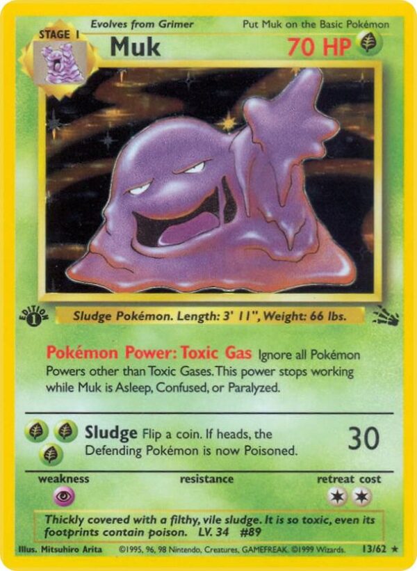 Muk (13) 13/62 1st Edition Holofoil Fossil