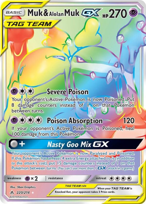 Muk & Alolan Muk GX (Secret) 220/214 Holofoil SM – Unbroken Bonds