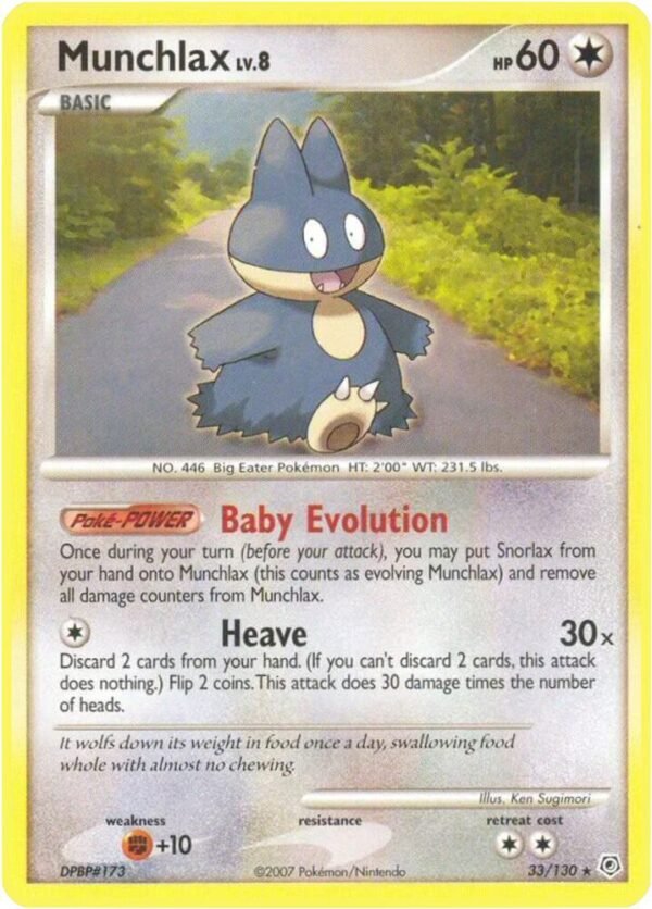 Munchlax 33/130 Reverse Holofoil Diamond and Pearl