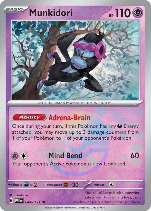 Munkidori (Poke Ball Pattern) 044/131 Holofoil SV: Prismatic Evolutions Munkidori (Poke Ball Pattern) 044/131 Holofoil SV: Prismatic Evolutions