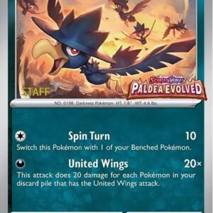 Murkrow 021 (Prerelease) [Staff] Holofoil SV: Scarlet & Violet Promo Cards