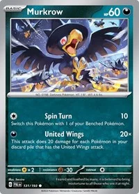 Murkrow | 131/193 | Reverse Holofoil | SV02: Paldea Evolved Murkrow | 131/193 | Reverse Holofoil | SV02: Paldea Evolved
