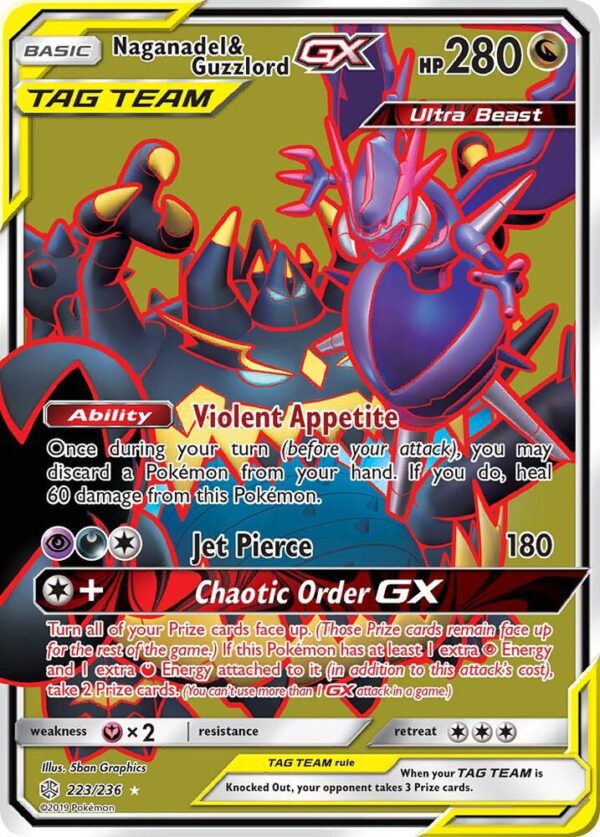 Naganadel & Guzzlord GX (Full Art) 223/236 Holofoil SM – Cosmic Eclipse Naganadel & Guzzlord GX (Full Art) 223/236 Holofoil SM – Cosmic Eclipse