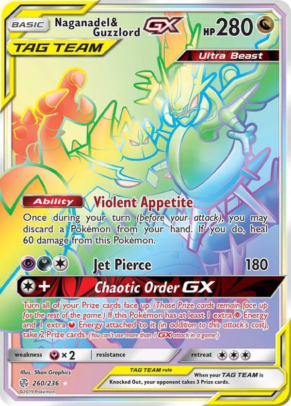 Naganadel & Guzzlord GX (Secret) 260/236 Holofoil SM – Cosmic Eclipse