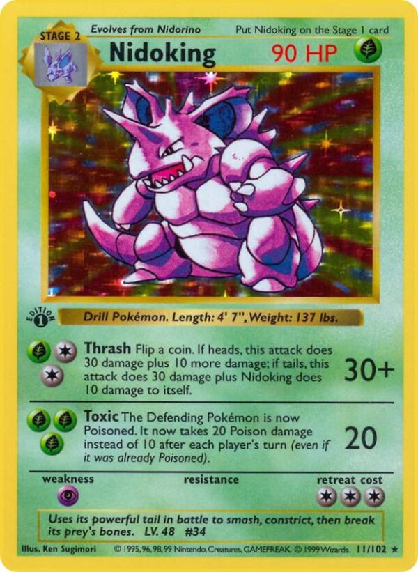 Nidoking 011/102 1st Edition Holofoil Base Set (Shadowless)